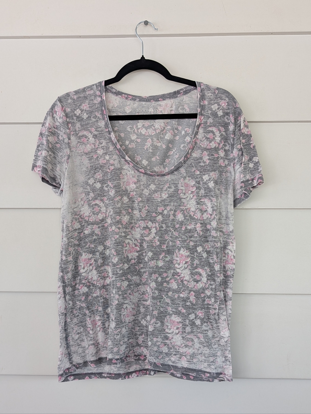 Women’s Short Sleeve Floral Scoop Neck Casual Tee, L